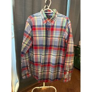 Ralph Lauren Slim Fit Stretch Oxford Plaid Button Down Shirt Men XL